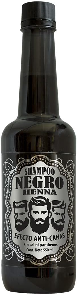 Shampoo anti-canas con henna y miel, cubre gradualmente las canas con uso diario, 550 ml,